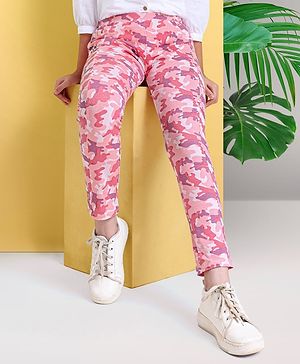 Arias Cotton Modal Stretch Knit Camo Printed Legging - Pink