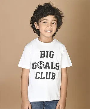 Lilpicks Couture Half Sleeves Big Goals Club Printed Summer Cool T Shirt - White