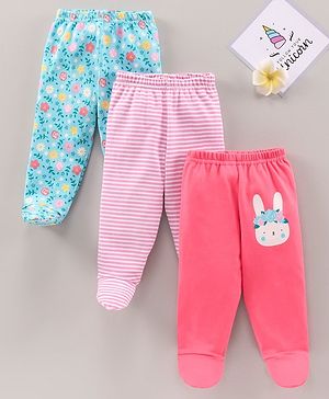 Babyhug Knit Bootie Leggings Multi Print Pack Of 3 - Multicolor