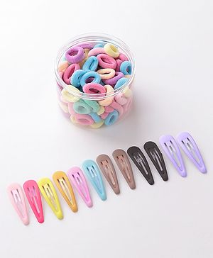 Babyhug Free Size Hair Clips & Bands Set - Multicolor - Free Size Multi Color
