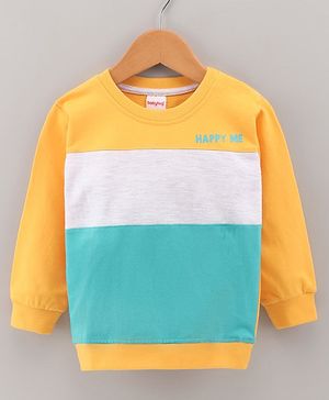 Babyhug Full Sleeves Cut & Sew Sweatshirt With Text Print- Multicolor