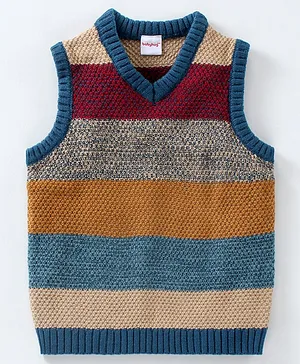 Babyhug Sleeveless Knit Sweater Striped - Multicolour