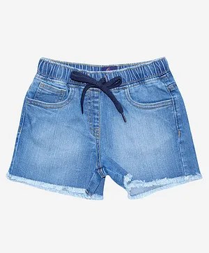 Kiddopanti Frayed Edge Distress Detail Denim Hot Shorts - Medium Blue