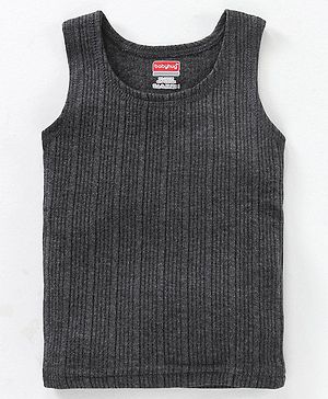 Babyhug Sleeveless Thermal Vests Solid - Dark Grey