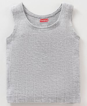 Babyhug Sleeveless Thermal Vests Solid - Light Grey