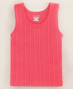 Babyhug Cotton Sleeveless Thermal Vest Solid - Coral