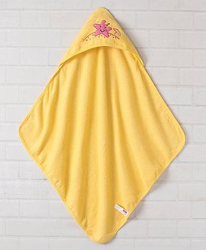 Babyhug Hooded Towel Star Printed - Yellow