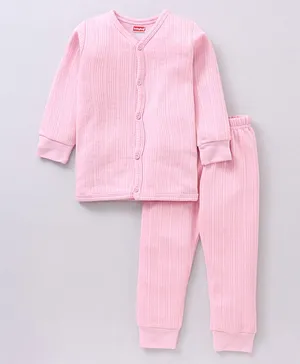 Babyhug Full Sleeves Solid Color Thermal Innerwear Set - Pink