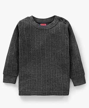 Babyhug Cotton Mix Full Sleeves Solid Thermal Vest - Dark Grey