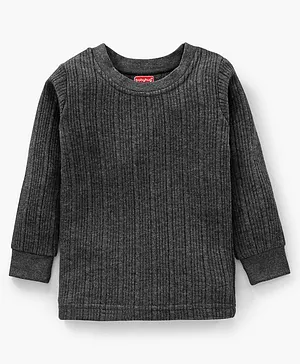 Babyhug Cotton Mix Full Sleeves Solid Thermal Vest - Dark Grey