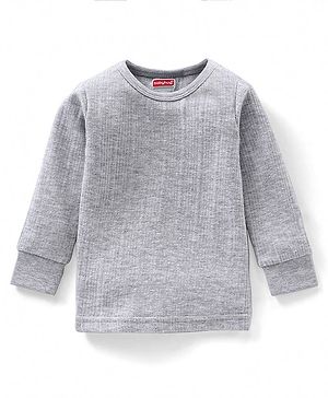 Babyhug Full Sleeves Solid Colour Thermal Vest - Light Grey