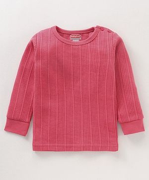 Babyhug Full Sleeves Solid Color Thermal Vest - Coral