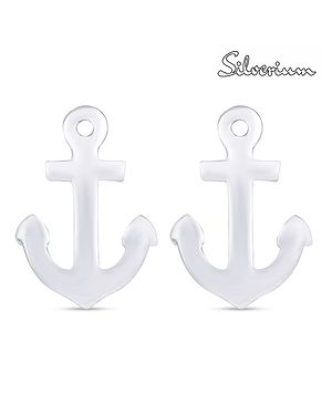 Silverium Sterling Silver 92.5% BIS Hallmarked Anchor Shaped Earrings - Silver