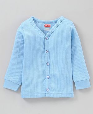 Babyhug Full Sleeves Thermal Vest Solid Striped Texture - Blue
