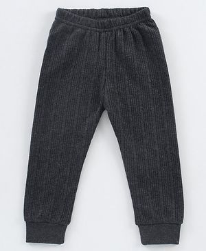 Babyhug Cotton Full Length Thermal Pants Solid - Dark Grey