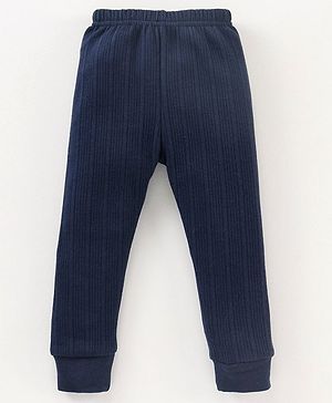 Babyhug Full Length Solid Thermal Pant - Dark Navy Blue - Preemie Blue