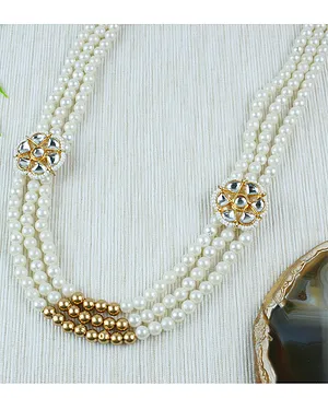 Asthetika Kundan Stone Beaded Necklace - White Golden