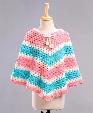 Babyhug Handmade Solid Woolen Poncho - Pink