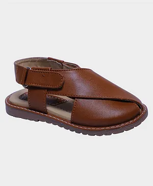 Buckled Up Faux Leather Sandals - Brown
