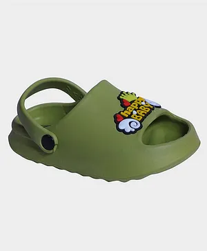 Buckled Up Happy Baby Appliqued Clogs - Green