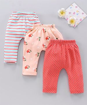 Babyhug Full Length Striped Diaper Pants Multiprint Pack of 3 - Multicolor