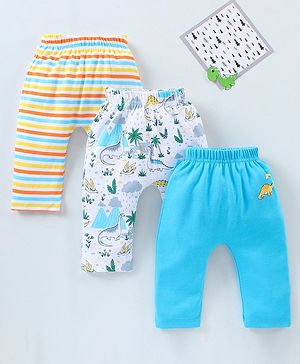 Babyhug Diaper Leggings Dino Print Pack of 3 - Sky Blue Multicolour