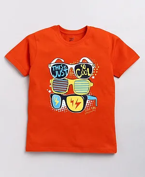 TOONYPORT Half Sleeves Sunglasses Printed T Shirt - Orange