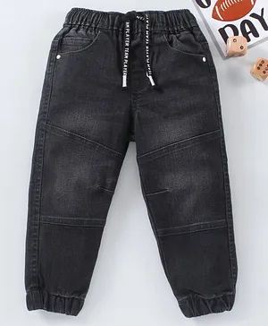 Babyhug Full Length Washed Denim Jeans - Black