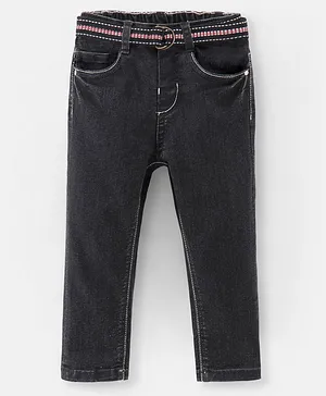 Babyhug Full Length Washed Denim Jeans - Black