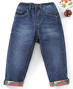 Babyhug Full Length Washed Denim Jeans - Blue
