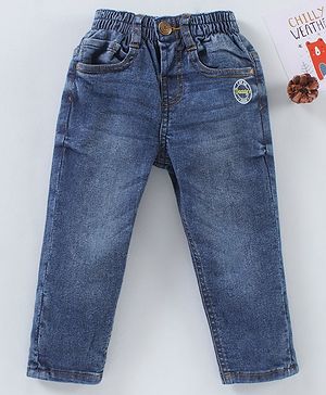 Babyhug Full Length Washed Denim Jeans - Blue