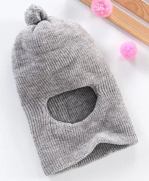 Babyhug Woollen Monkey Cap Solid Grey- Diameter 10.5 cm
