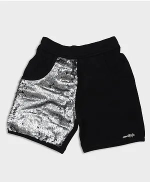 Ziama Side Sequin Embellished  Shorts - Black