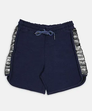 Ziama Side Tape Sequin Detail Embellished Shorts - Blue