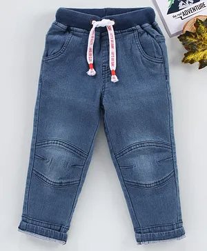 Babyhug Cotton Polyester Spandex Full Length Denim Jeans Washed - Blue