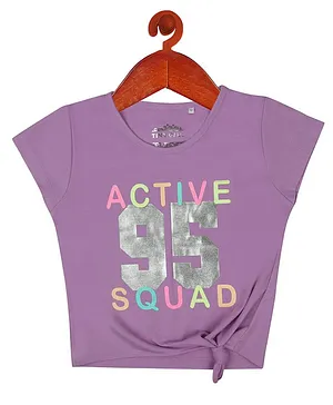Tiny Girl Short Sleeves Active 95 Squad Print Top - Purple