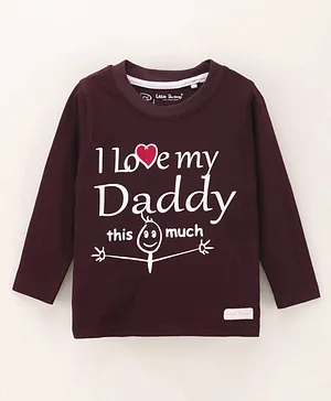 Little Darlings Full Sleeves T-Shirt Text Print - Brown
