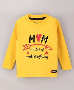 Little Darlings Full Sleeves T-Shirt Text Print - Yellow