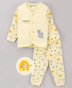 Little Darlings Full Sleeves T-Shirt & Pyjama Set Printed - Yellow
