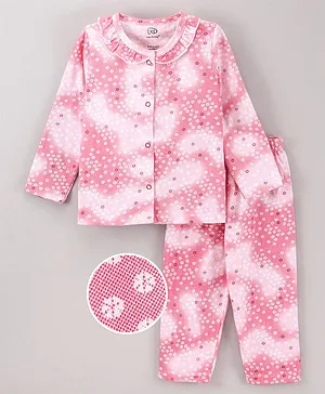Little Darlings Full Sleeves Printed Top & Pyjama Set - Pink