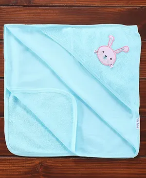 Little Darlings Hooded Towel Bunny Patch - Blue