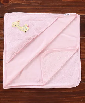 Little Darlings Hooded Towel Giraffe Patch - Pink