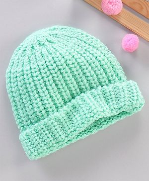 Babyhug Blend Knitted Cap Textured Aqua - Diameter 12 cm
