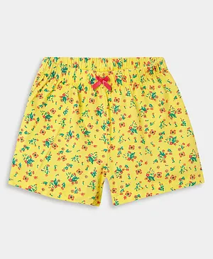 Neo Natives All Over Floral Glitter Print Shorts - Yellow