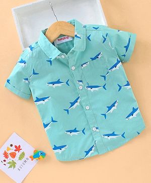 Babyhug Half Sleeves Shirt Shark Print - Blue