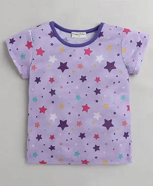 CrayonFlakes Short Sleeves All Over Stars Printed Top - Purple