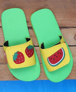 D'chica Fruit Applique Sliders For Girls - Green