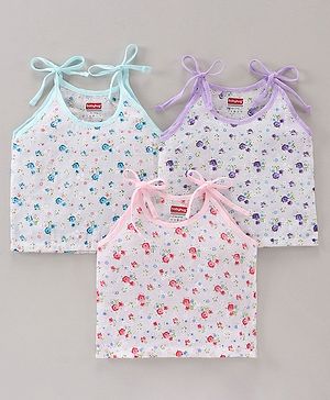 Babyhug 100 % Cotton Sleeveless Jhablas Floral Print Pack of 3 - Multicolor