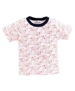 M'andy Half Sleeves Dolphin Printed T Shirt - White
