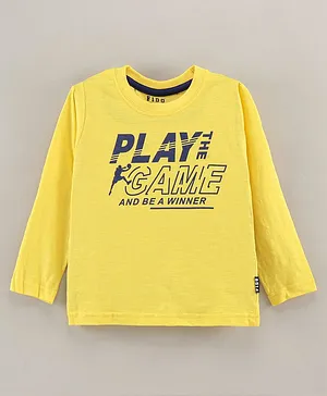 Fido Full Sleeves T-Shirt Text Print - Yellow